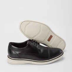 Sapato Casual Democrata Couro Bege & Preto