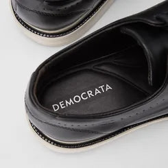 Sapato Casual Democrata Couro Bege & Preto