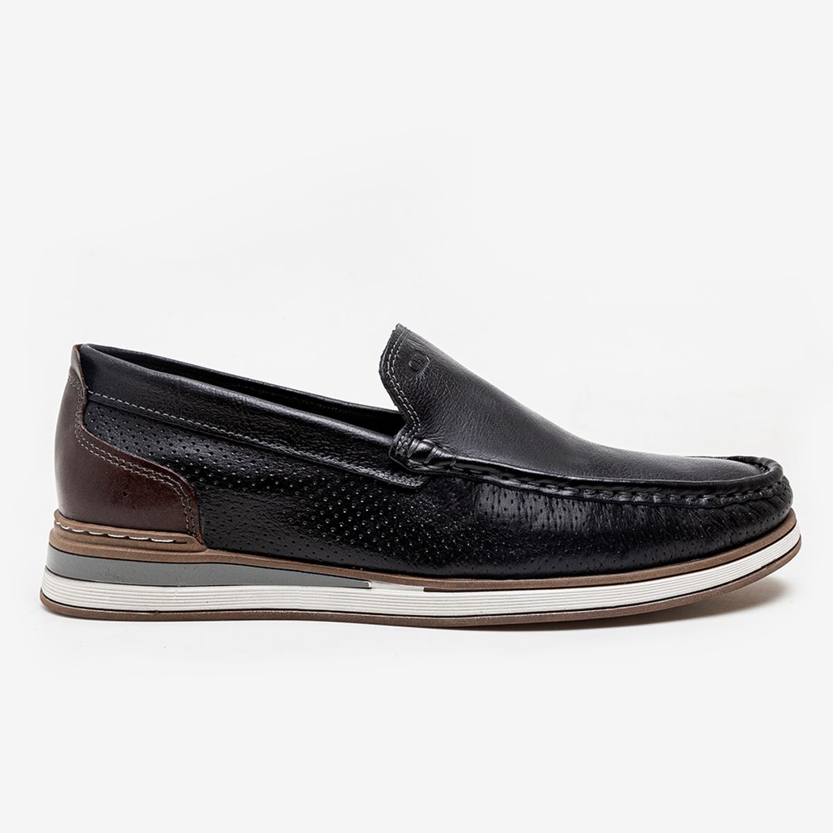 Mocassim Denim Flow Preto/Marrom