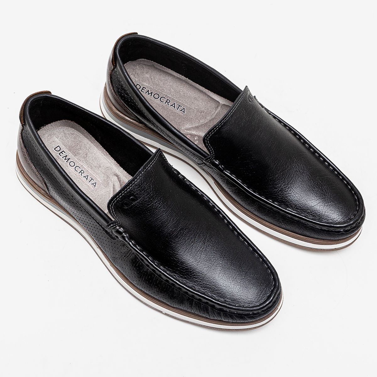 Mocassim Denim Flow Preto/Marrom