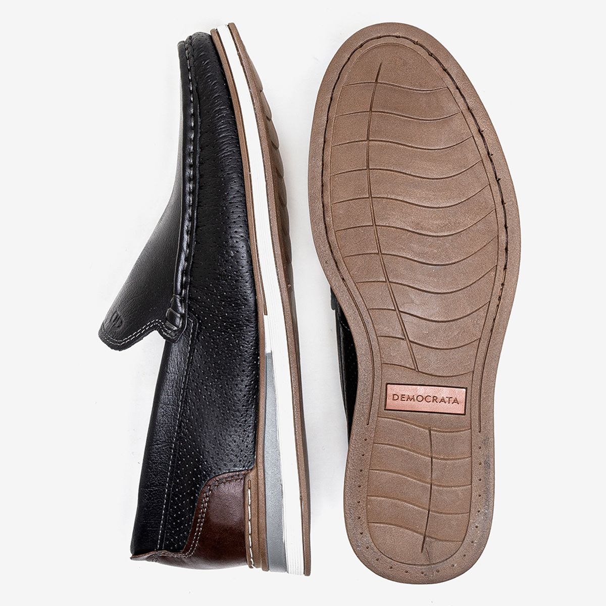 Mocassim Denim Flow Preto/Marrom