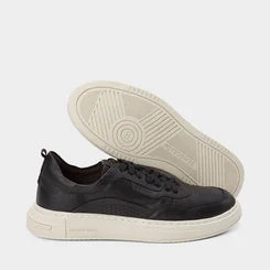 Sapatênis Democrata Denim Jake Perfuros Couro Preto