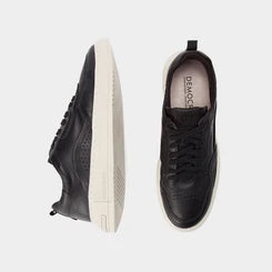 Sapatênis Democrata Denim Jake Perfuros Couro Preto