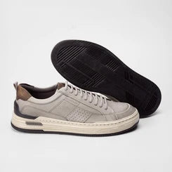 Sapatênis Democrata Denim Mike Couro Cinza