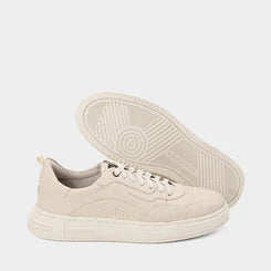 Tênis Democrata Denim Jack Perfuros Couro Bege