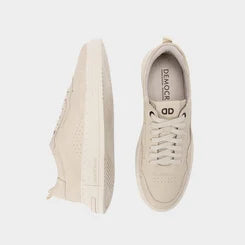 Tênis Democrata Denim Jack Perfuros Couro Bege