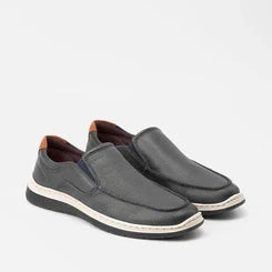 Slip On Democrata Leave Denim Couro Azul