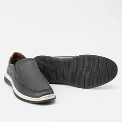 Slip On Democrata Leave Denim Couro Azul