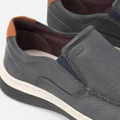 Slip On Democrata Leave Denim Couro Azul